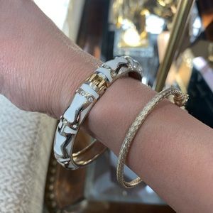 Ivory and gold enamel bangle by Henri Bendel in EUC. Has subtle rhinestones!